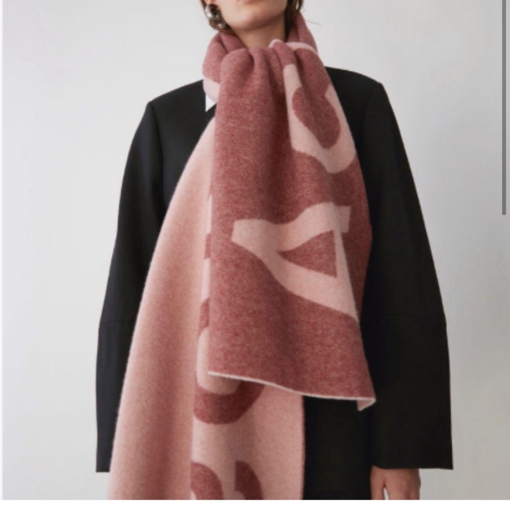 Acne Studios Pink Toronty Logo Wool-blend Scarf/Wrap like new